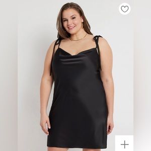 Eloquii Mini Cowl Neck Slip Dress Black 14